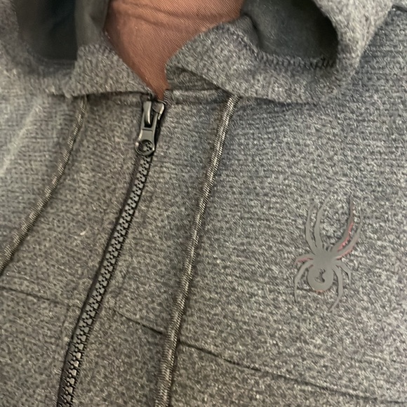 NWT Spyder Grey Full Zip Drawstring Hoodie Jacket Top - Picture 5 of 8